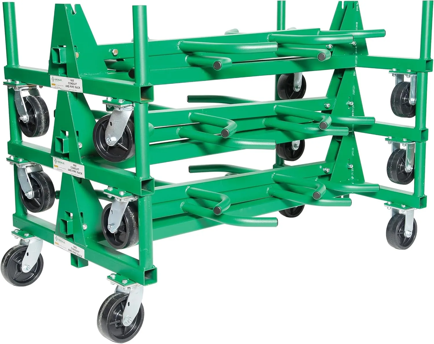 Greenlee 668 Mobile Material Handling Conduit and Pipe Rack with 603 Casters Mobile Conduit and Pipe Rack