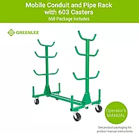Greenlee 668 Mobile Material Handling Conduit and Pipe Rack with 603 Casters Mobile Conduit and Pipe Rack