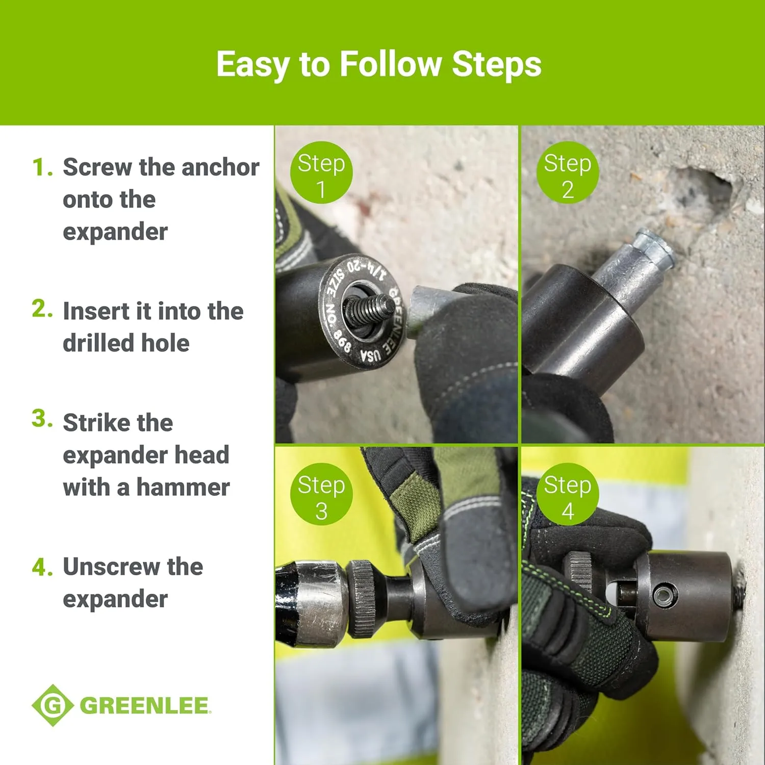 GREENLEE Screw Anchor Expander for Caulking Anchors
