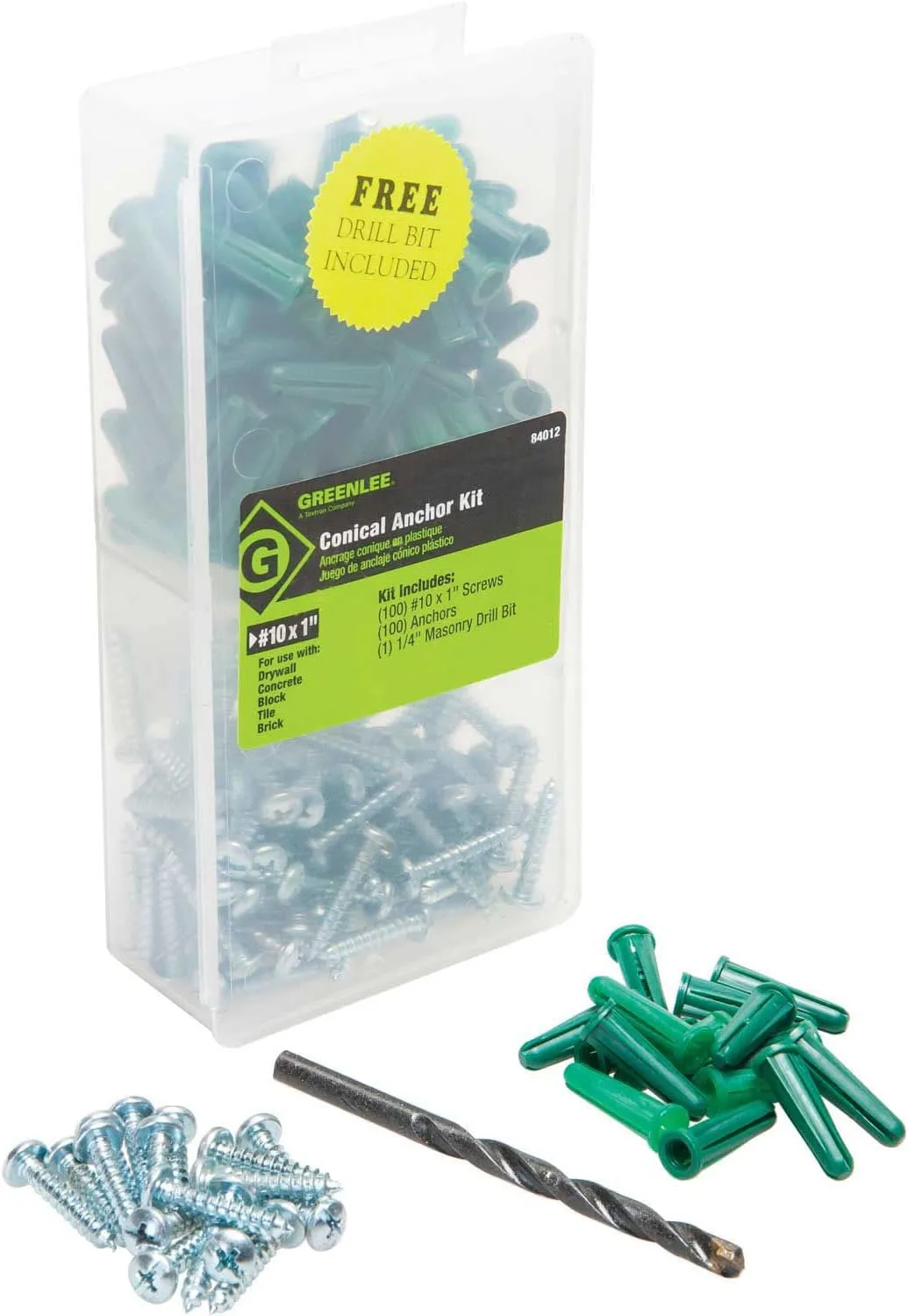 Greenlee - Anchor Kit,Conic(#10X1, 84012), Fasteners (84012)