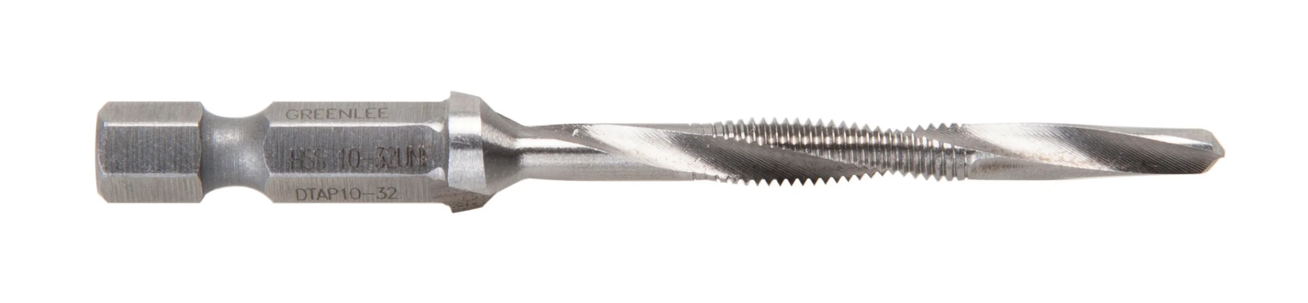 Greenlee Combination Drill Tap #10-32, 2B, 2 Flute, HSS, 2-1/4" OAL