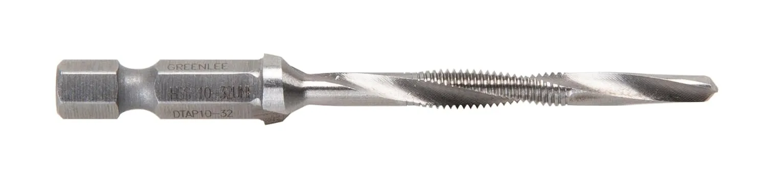 Greenlee Combination Drill Tap #10-32, 2B, 2 Flute, HSS, 2-1/4" OAL
