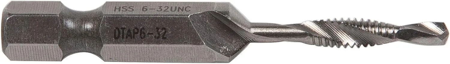 Greenlee DTAP6-32 Combination Drill/Tap Countersink Drill Bit for up to 10-Gauge Metal, Combination Drill, Tap