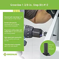 Greenlee GSB12 1-3/8" Step Bit (#12) Metal Cutter with Patented Split-Step Design
