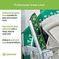 Greenlee L107 Electrician's Magnetic Torpedo Level with Conduit Bending Offset Aid, Green