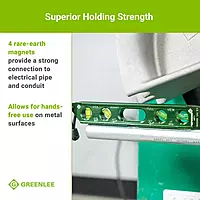 Greenlee L107 Electrician's Magnetic Torpedo Level with Conduit Bending Offset Aid, Green