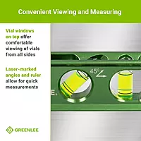 Greenlee L107 Electrician's Magnetic Torpedo Level with Conduit Bending Offset Aid, Green