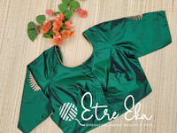 Saree Blouse.Silk Blouse with Golden Piping for Neck and Sleeves, Hand Embroidery on Sleeves