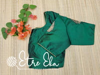 Saree Blouse.Silk Blouse with Golden Piping for Neck and Sleeves, Hand Embroidery on Sleeves