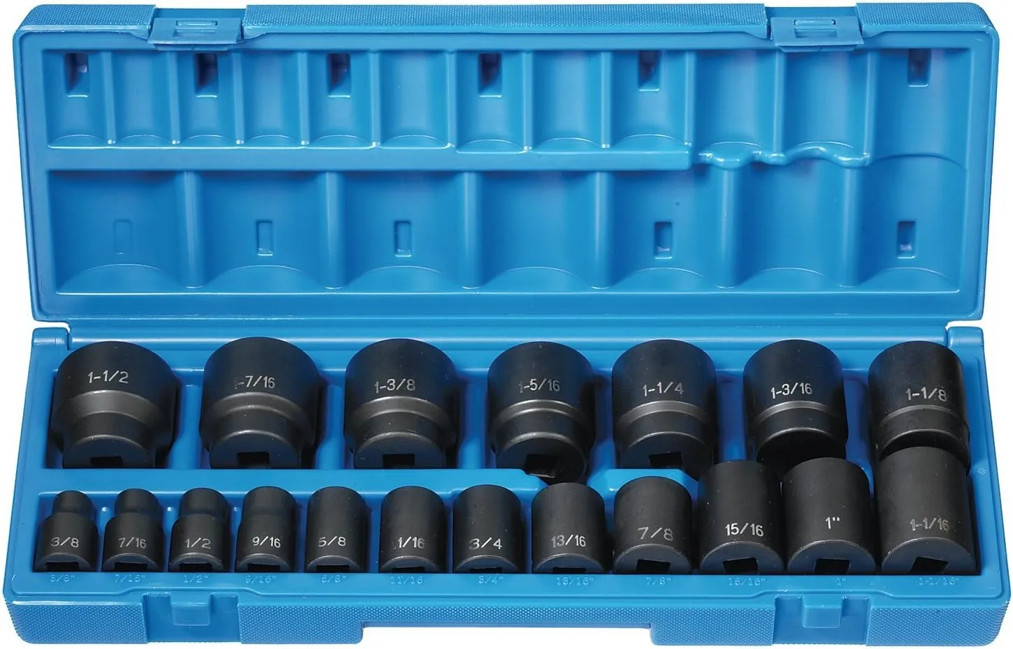 GREY PNEUMATIC 1/2" Drive 19-Piece 12-Point Fractional Socket Set