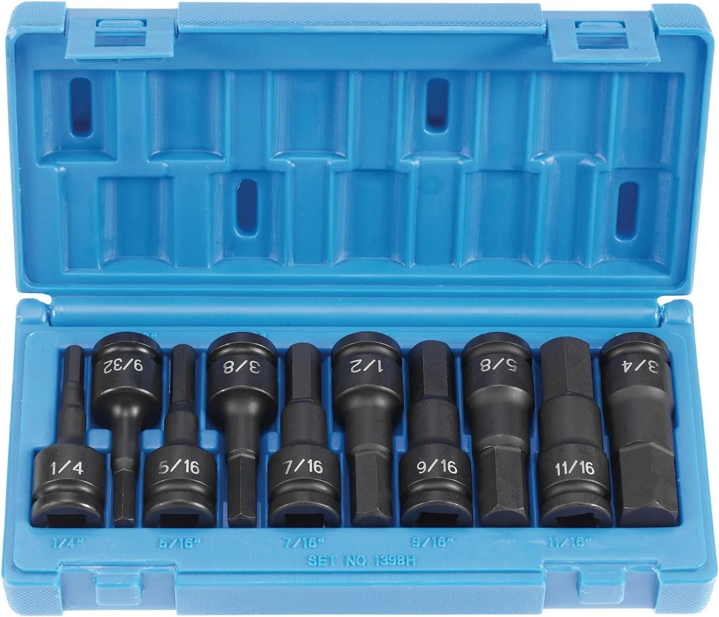 Grey Pneumatic (1398H) 1/2" Drive 10-Piece Hex Driver Socket Set