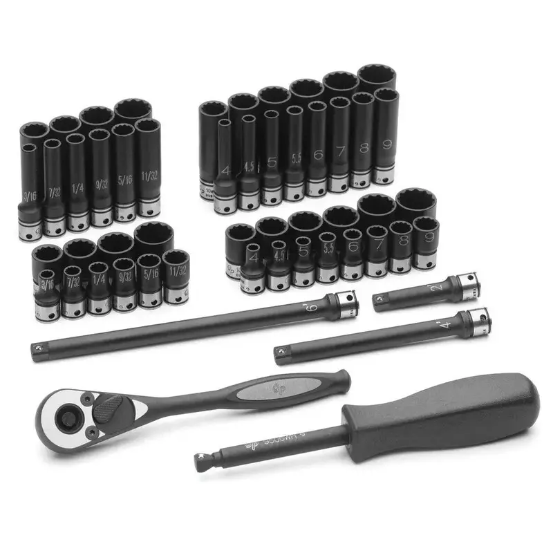 Grey Pneumatic (89253CRD) 1/4" Drive 53-Piece 12-Point Fractional and Metric Duo-Socket Set