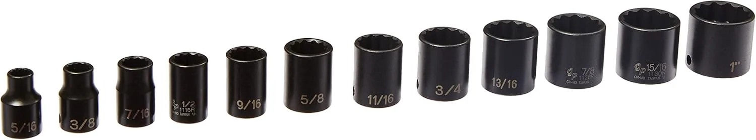 Grey Pneumatic 3/8” Dr. 12 Pc. 12 Pt. Standard Length Set