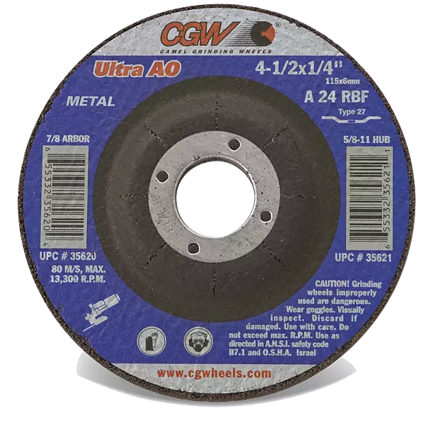 CGW Abrasives - Grinding Discs, 4.5"x1/4"x7/8", For Steel
