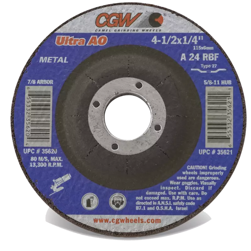 CGW Abrasives - Grinding Discs, 4.5"x1/4"x7/8", For Steel