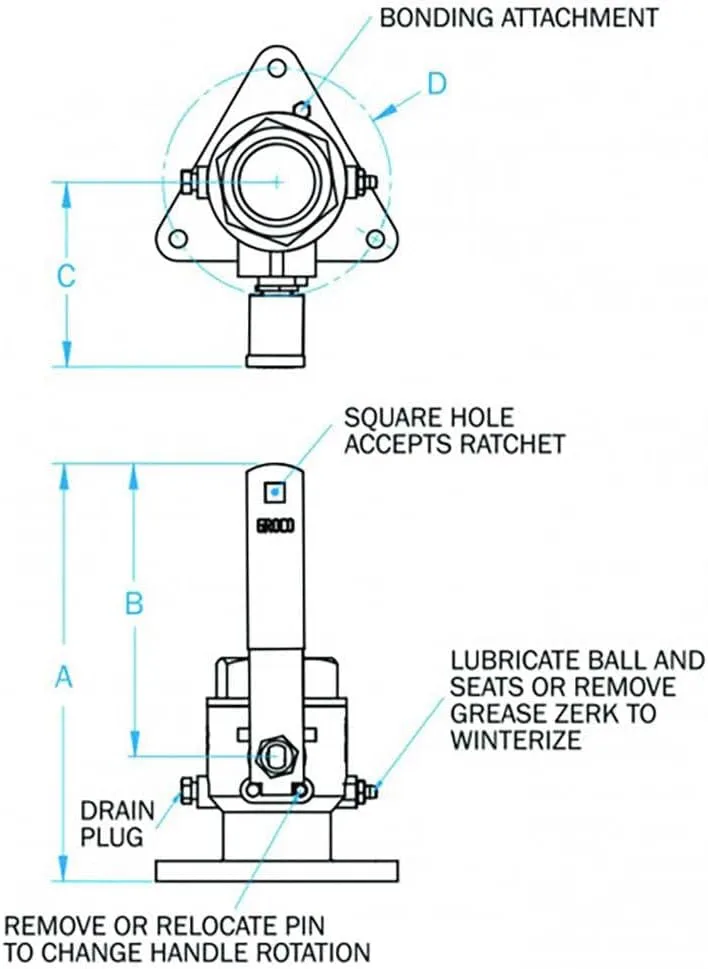 Groco FBV-2000 2" Bronze Tri-Flanged Ball Valve/Seacock