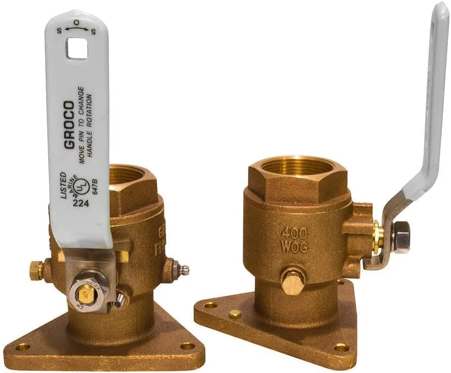 GROCO 1-1/2" Bronze Tri-Flanged Ball Valve/Seacock