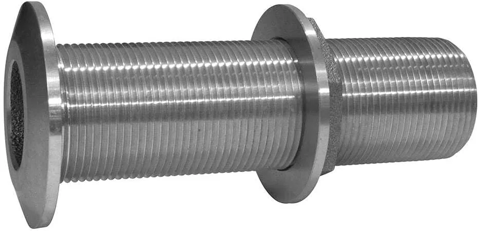 GROCO 3/4" Stainless Steel Extra Long Thru-Hull Fitting w/Nut