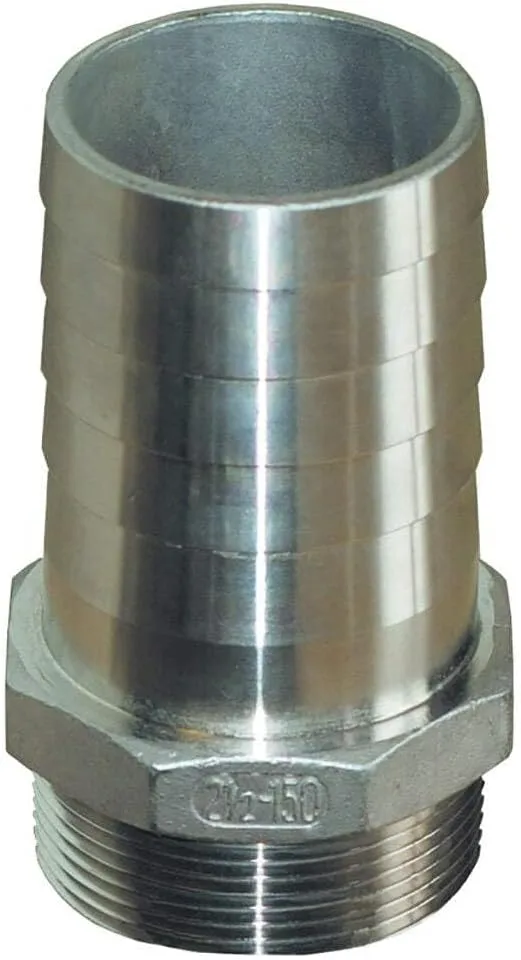 GROCO 1-1/4" NPT x 1-1/4" ID Stainless Steel Pipe to Hose Straight Fitting