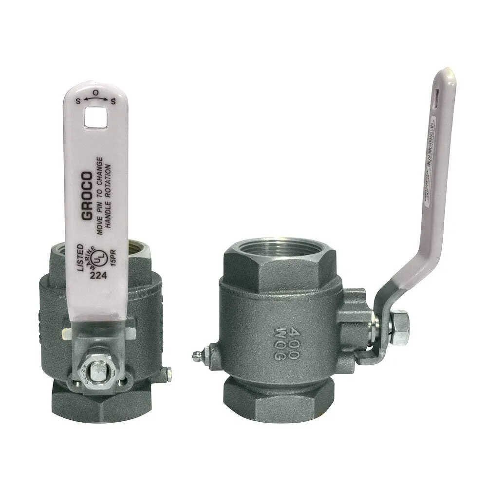 GROCO 1" NPT Stainless Steel Locking In-Line Ball Valve