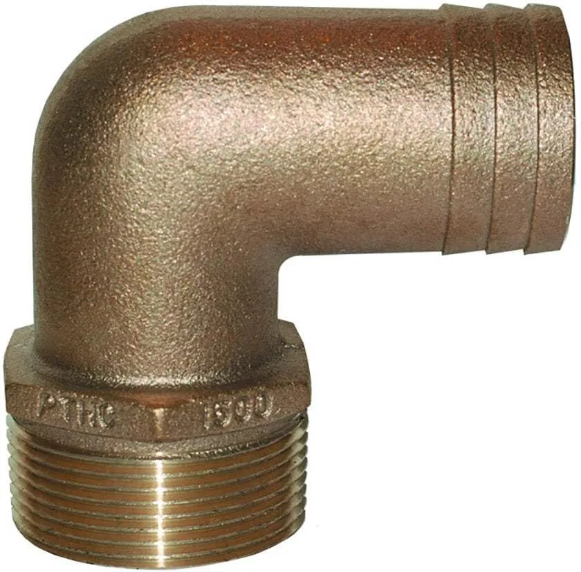 GROCO 1/2" NPT Bronze 90 Degree Pipe to 1/2"-5/8" ID Hose
