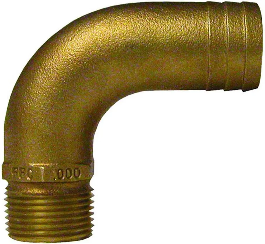 GROCO 1/2" NPT x 3/4" ID Bronze Full Flow 90° Elbow Pipe to Hose Fitting