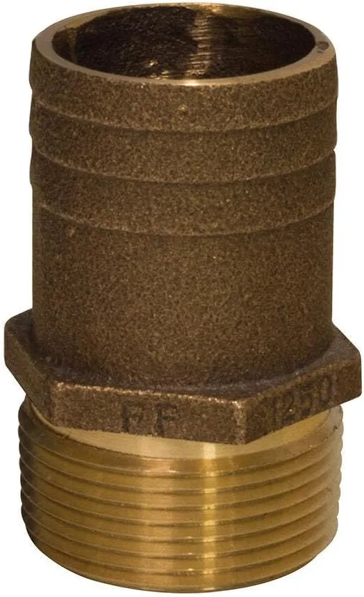 GROCO 1" NPT x 1-1/4" Bronze Full Flow Pipe to Hose Straight Fitting