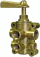GROCO 6-Port NPT Bronze Fuel Valve 1/2" Main - 3/8" Return