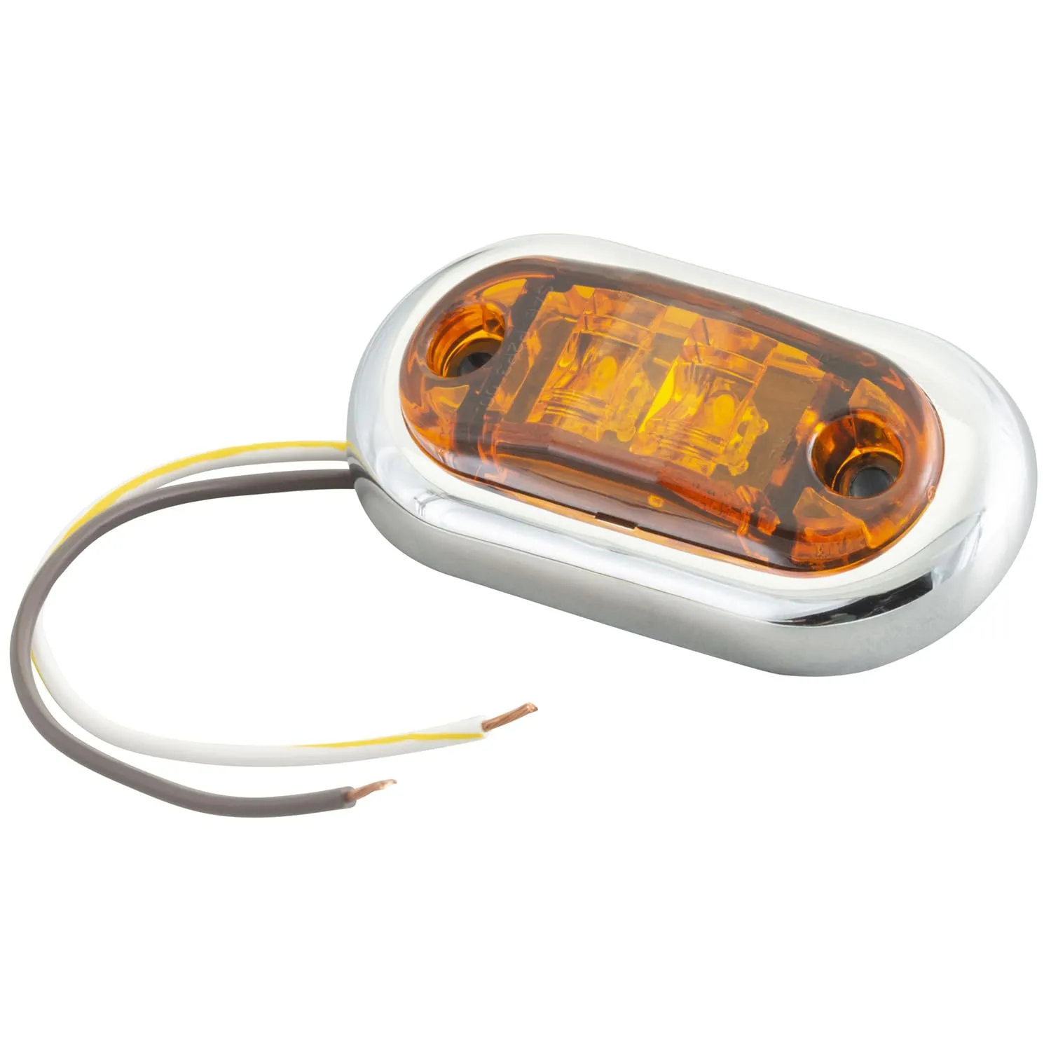 Grote 45003-5 Oval LED Clearance Marker Light - 2.5", Amber Lens with Chrome Bezel (Retail Packaging)