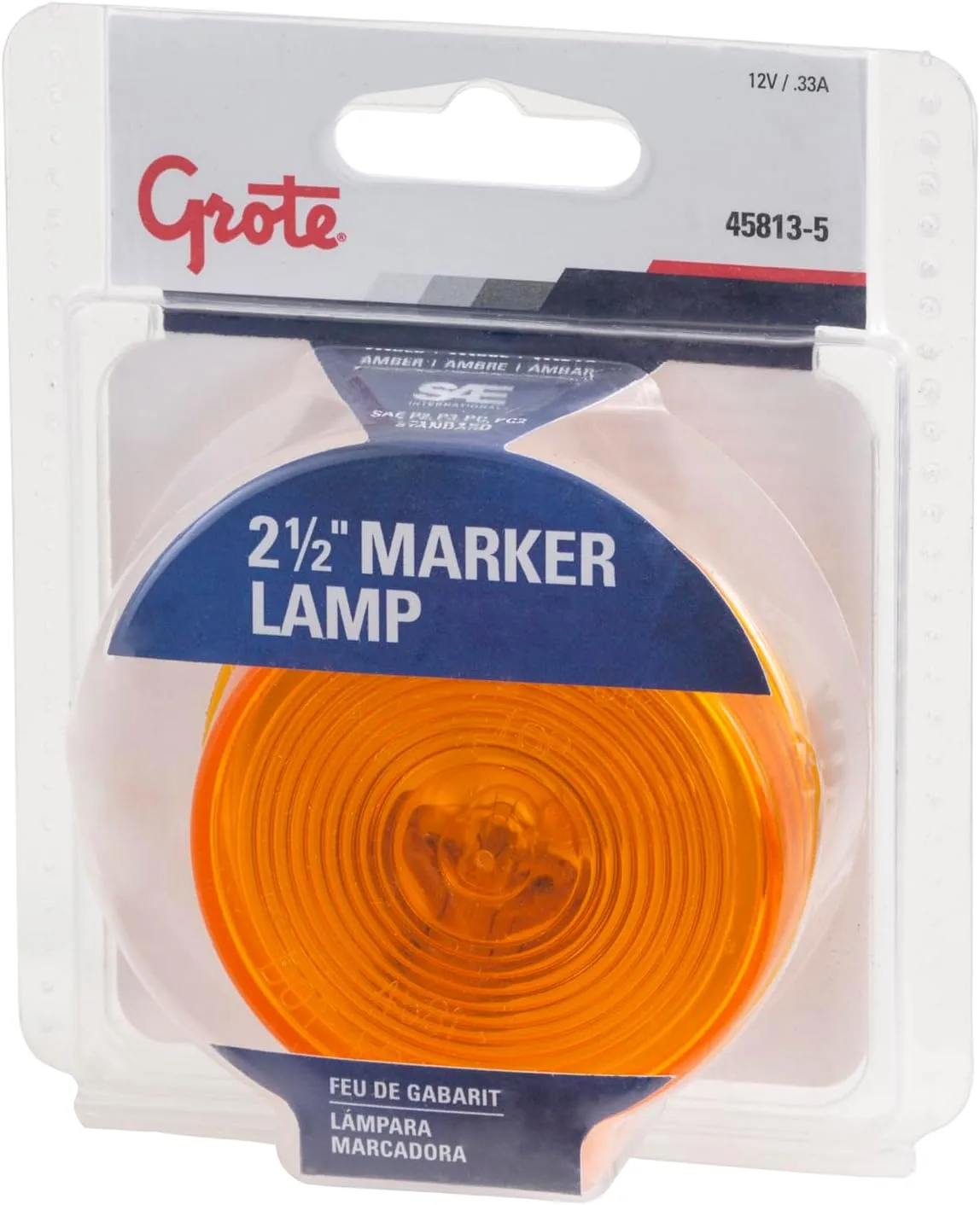 Grote 45813-5 Yellow 2 1/2" Round Clearance Marker Light (Optic Lens)