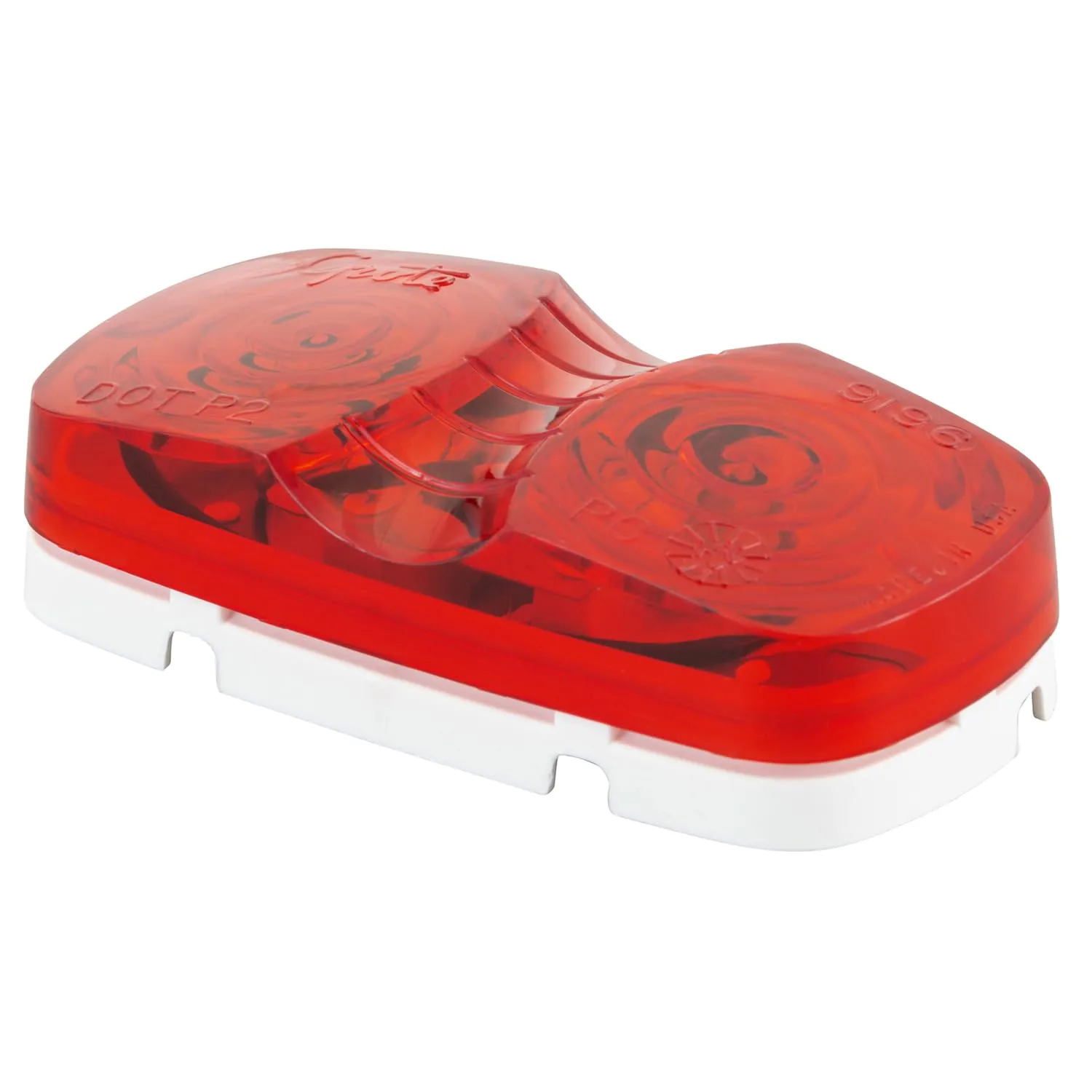 Grote 46792-5 Red Two-Bulb Square-Corner Clearance Marker Light (Duramold)