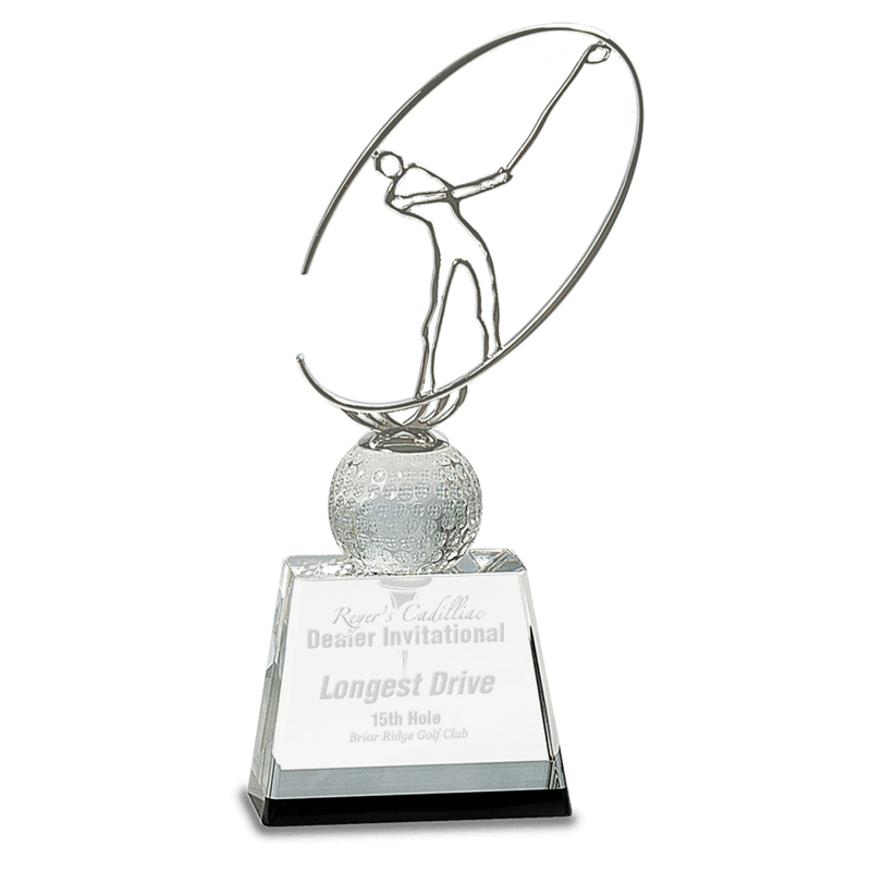 Crystal Golf Metal Oval Figure
