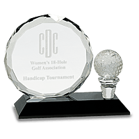 Round Facet Crystal Golf Ball Award