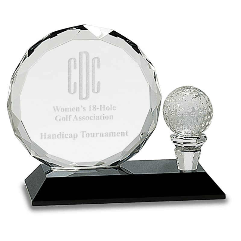 Round Facet Crystal Golf Ball Award