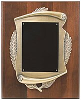 Genuine Walnut Plaque w/ Scroll Frame & Plate