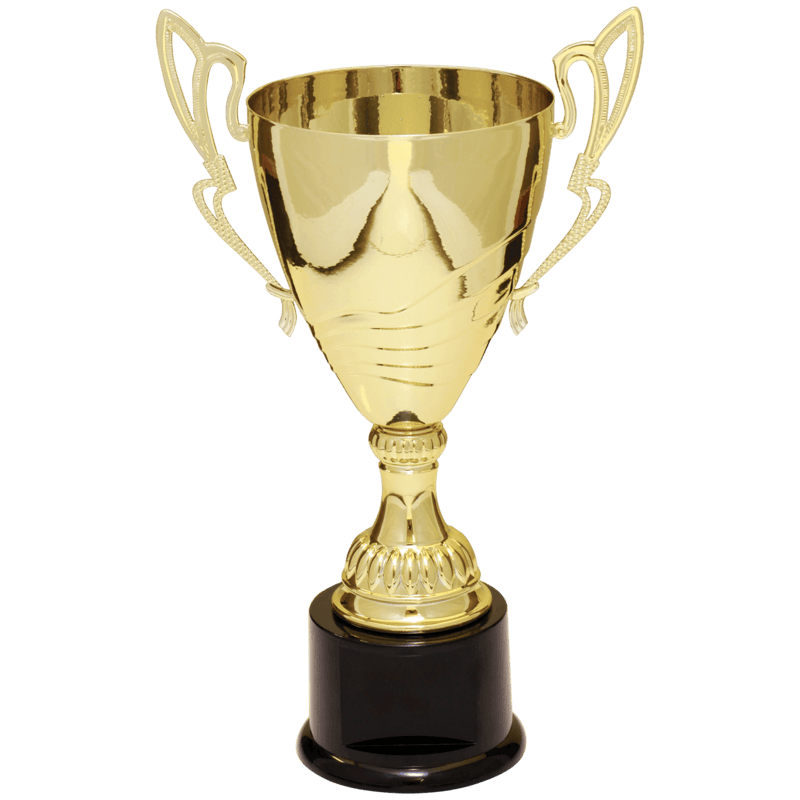 Gold Metal Flare Cup Trophy on Plastic Base