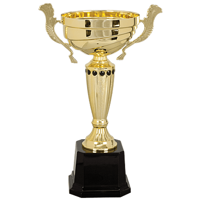 Gold Metal Narrow Cup Trophy on Plastic Base