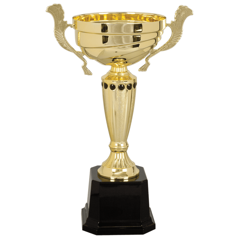 Gold Metal Narrow Cup Trophy on Plastic Base