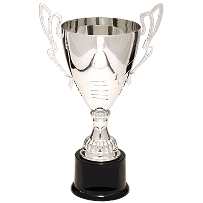 Silver Metal Flare Cup Trophy on Plastic Base