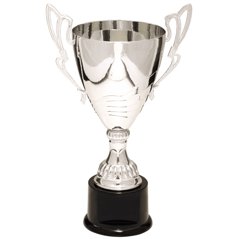 Silver Metal Flare Cup Trophy on Plastic Base