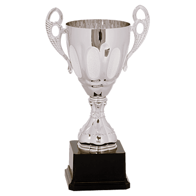 Silver Metal Ornate Cup Trophy on Plastic Base