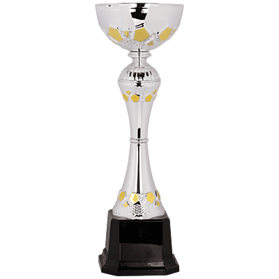 Silver-Gold Metal Hex Cup Trophy on Plastic Base