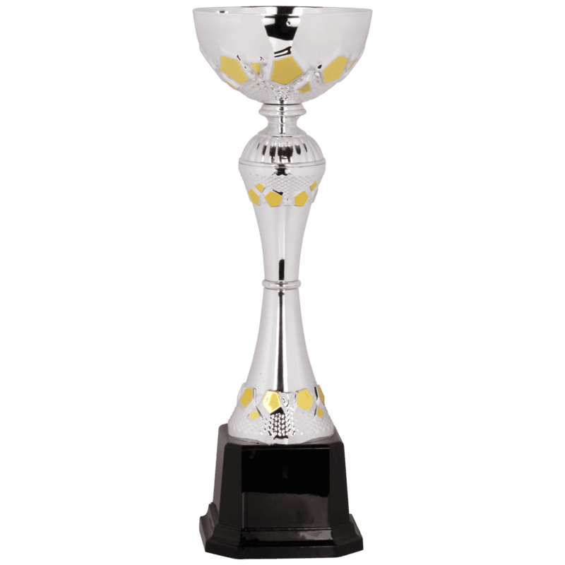 Silver-Gold Metal Hex Cup Trophy on Plastic Base