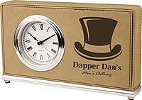 Laserable Leatherette Horizontal Desk Clock