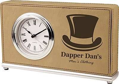 Laserable Leatherette Horizontal Desk Clock
