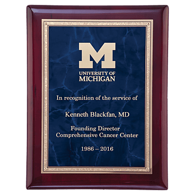 Sapphire/Gold Florentine Border LaserFX Plate/ Piano Finish Plaque