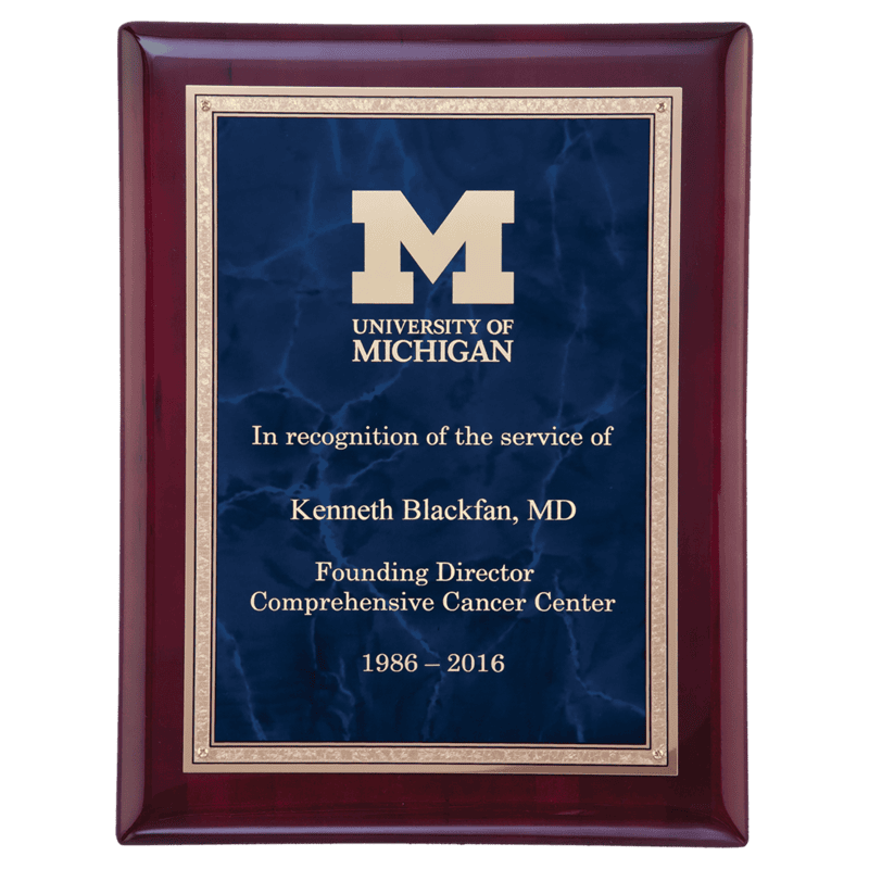 Sapphire/Gold Florentine Border LaserFX Plate/ Piano Finish Plaque