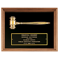 Velour with American Walnut Frame with Gold Electroplated Metal Gavel