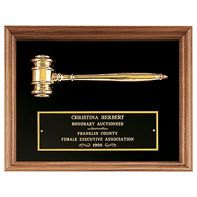 Velour with American Walnut Frame with Gold Electroplated Metal Gavel