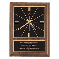 American Walnut Square Face Quartz Clock with  Plate